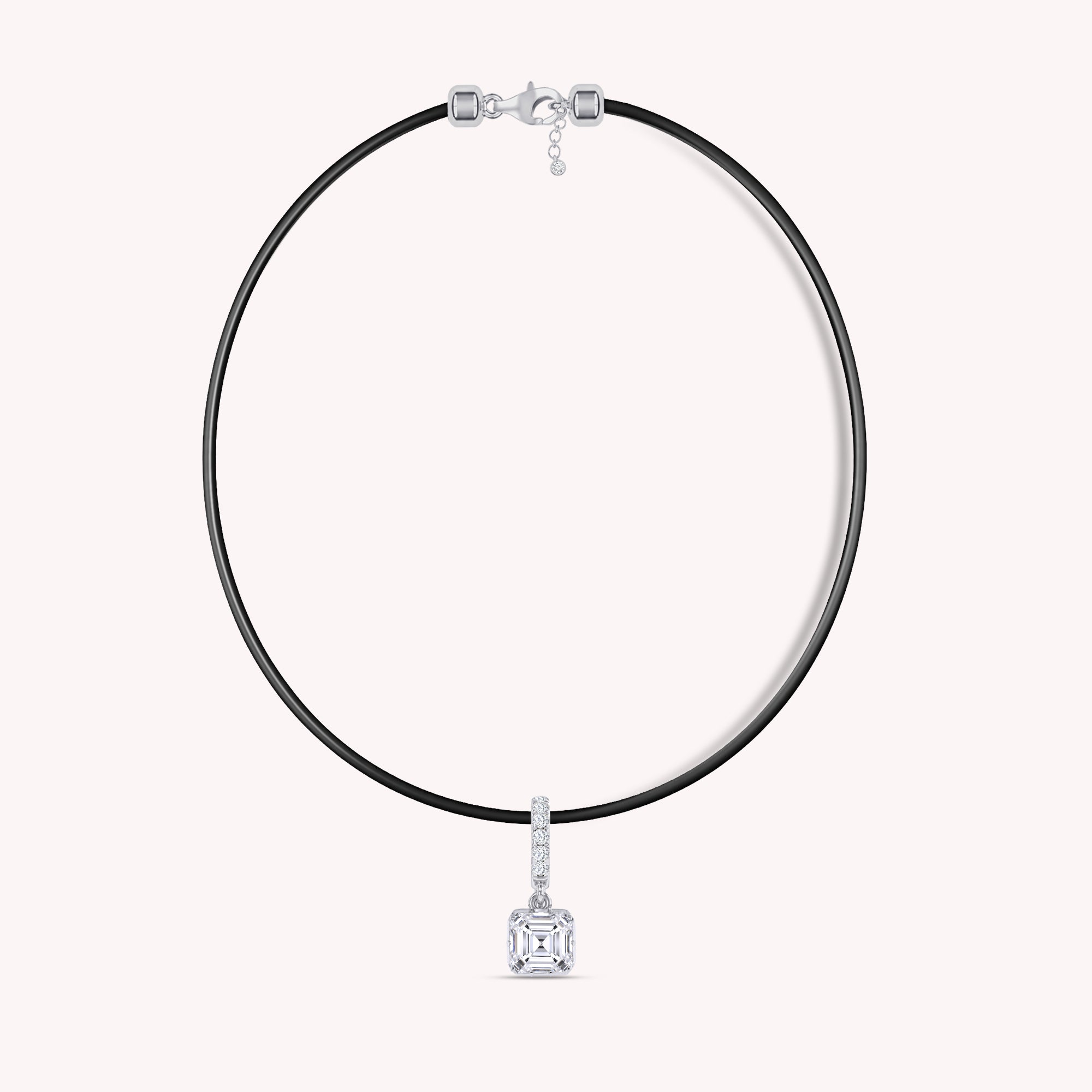 Lab Grown Diamond Georgian Leather Cord Pendant Necklace
