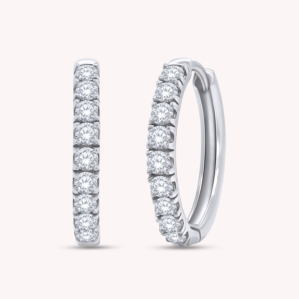 Huggie Hoop Earrings for Women Round Cut Lab Grown Diamond Earring