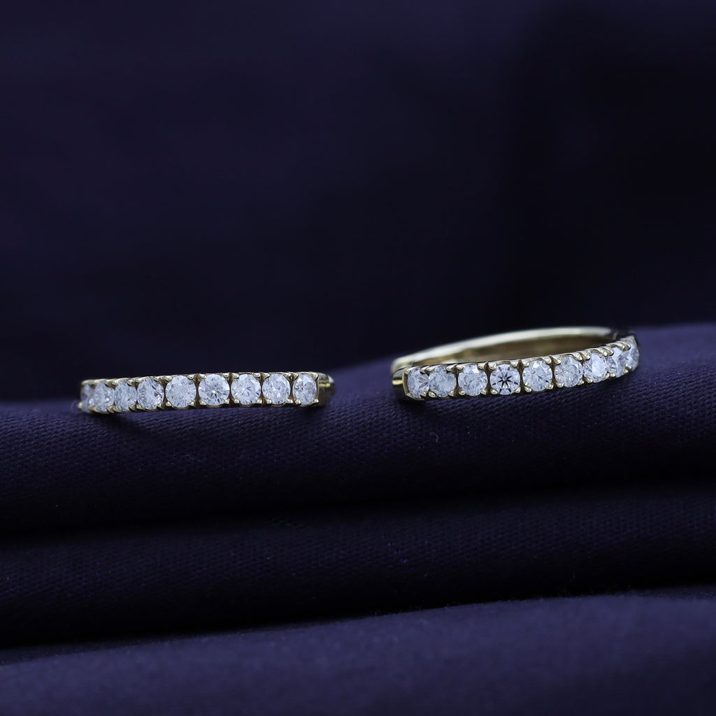Huggie Hoop Earrings for Women Round Cut Lab Grown Diamond Earring