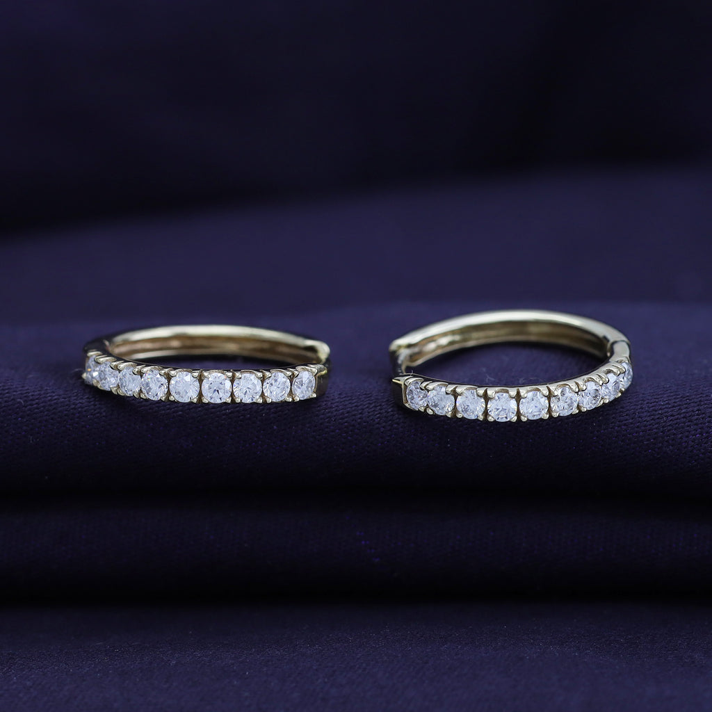 Huggie Hoop Earrings for Women Round Cut Lab Grown Diamond Earring