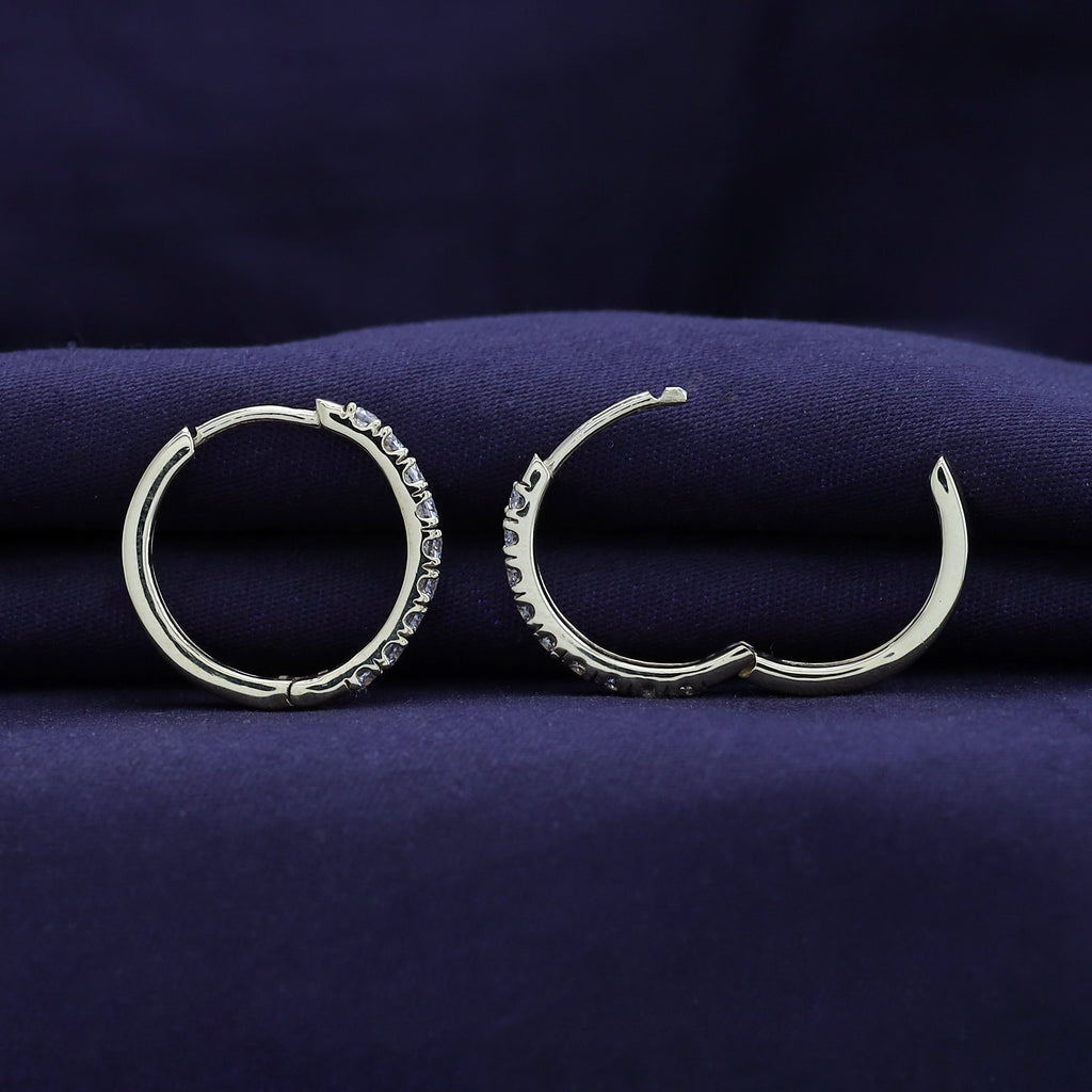 Huggie Hoop Earrings for Women Round Cut Lab Grown Diamond Earring