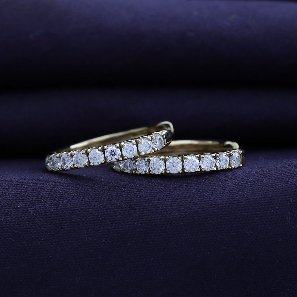 Huggie Hoop Earrings for Women Round Cut Lab Grown Diamond Earring