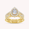Pear & Round Shape Lab Grown Diamond Halo Engagement Bridal Set Ring - 1.00 CTW