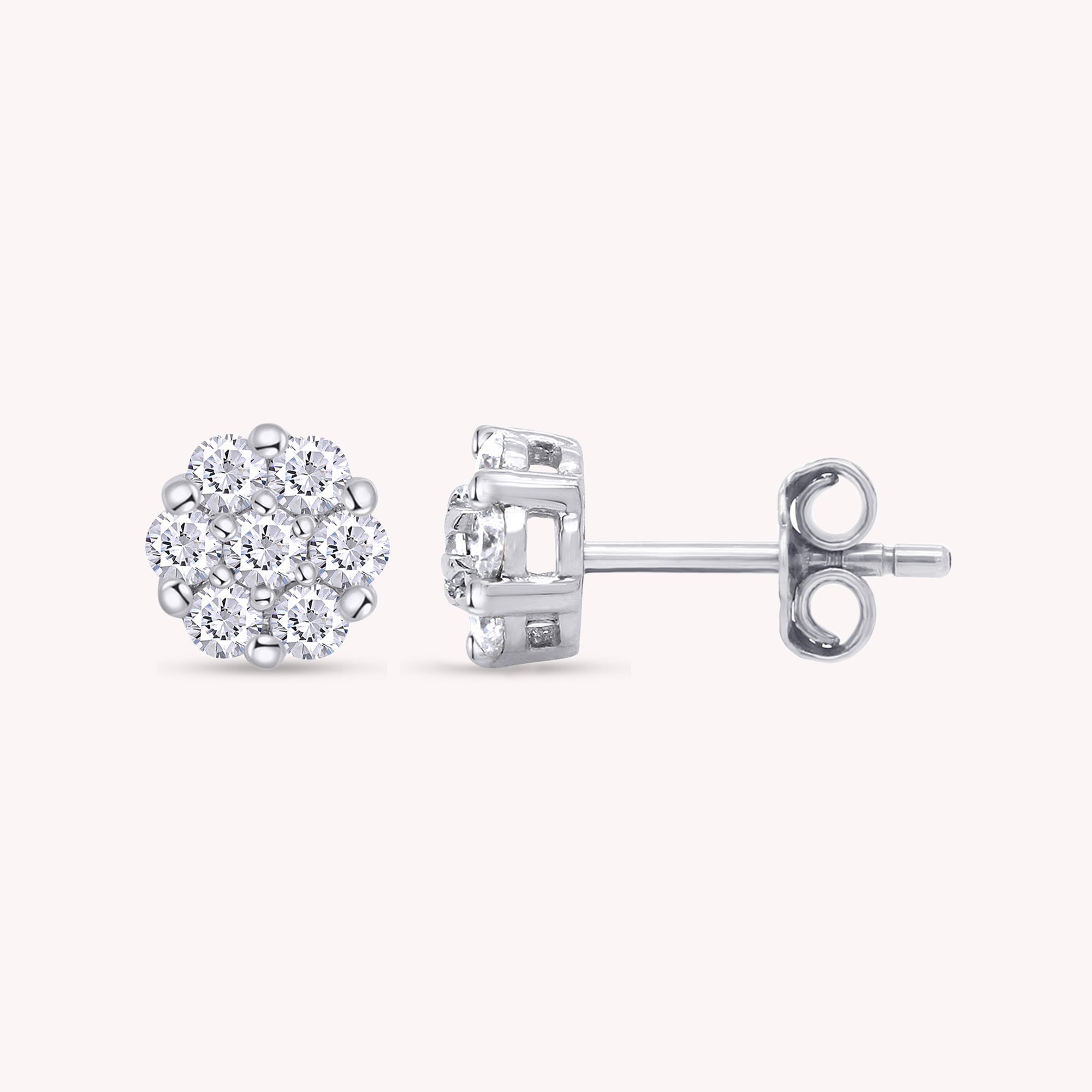 Lab Grown Diamond Flower Cluster Stud Earrings