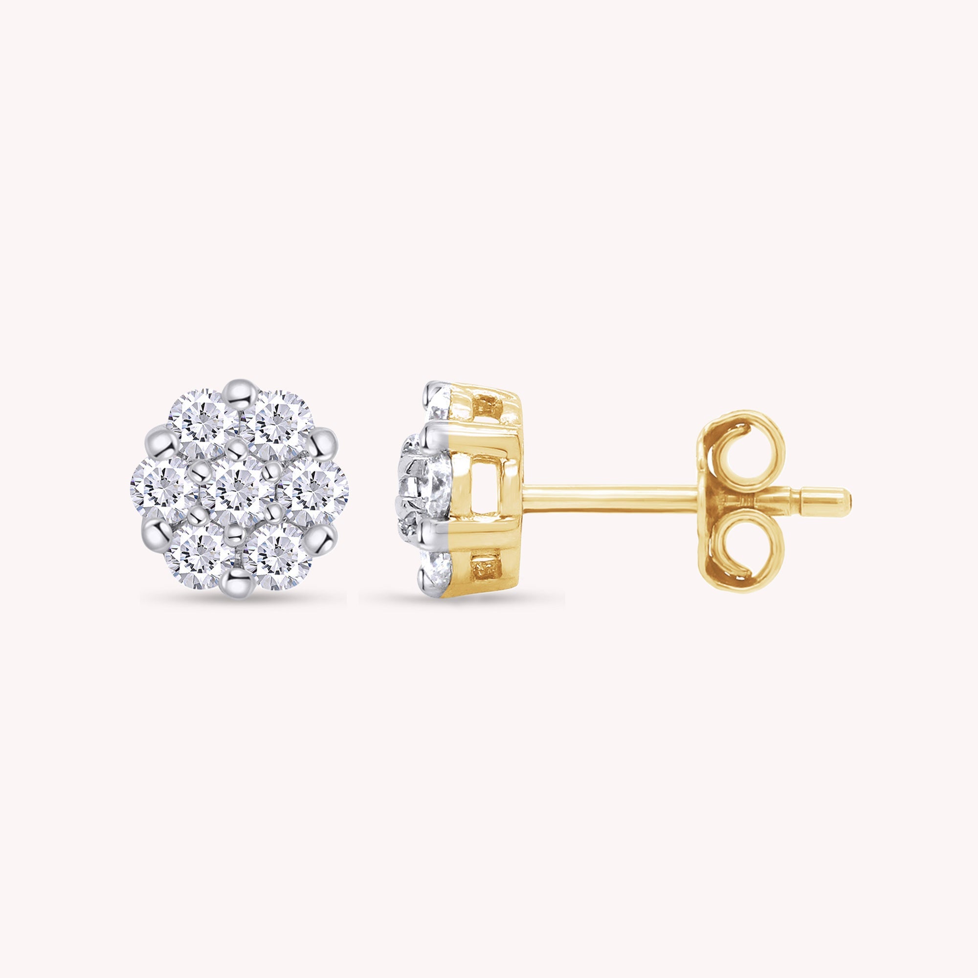 Lab Grown Diamond Flower Cluster Stud Earrings