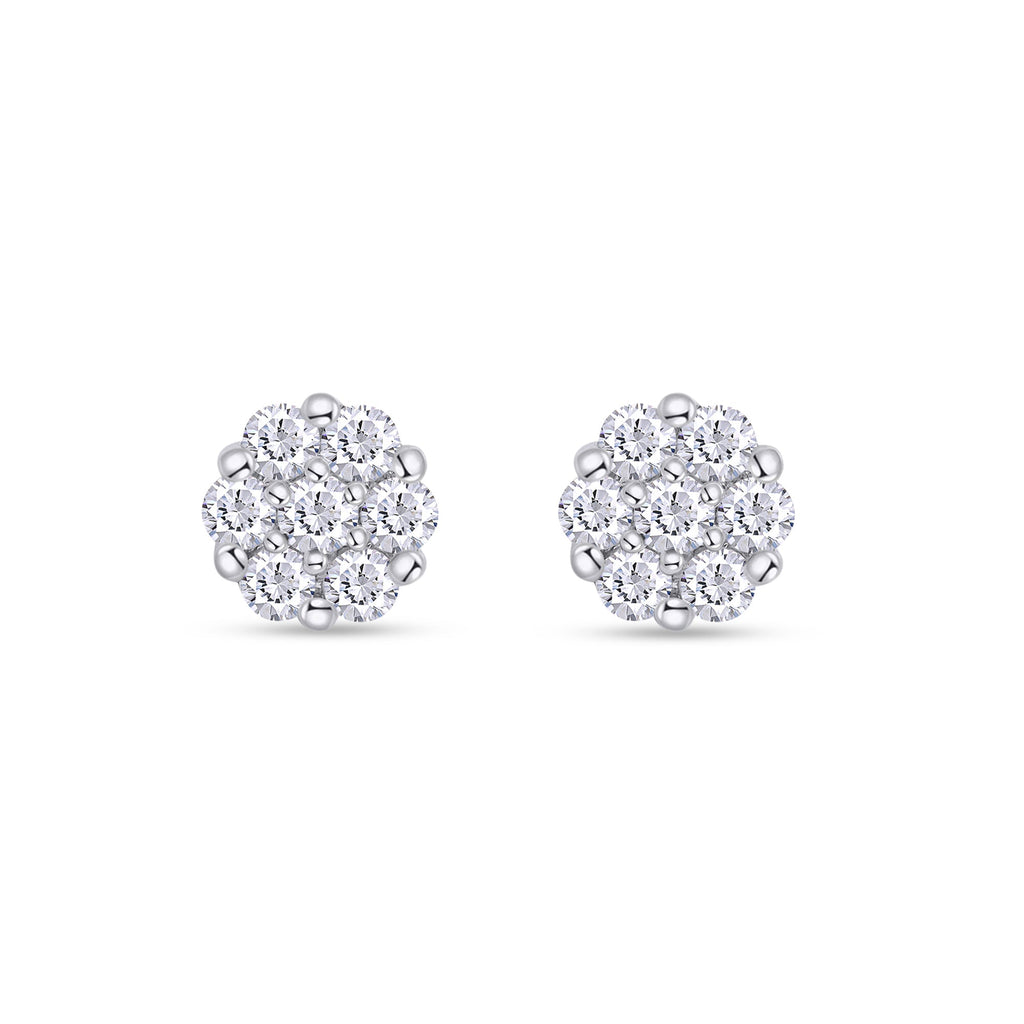 Lab Grown Diamond Flower Cluster Stud Earrings