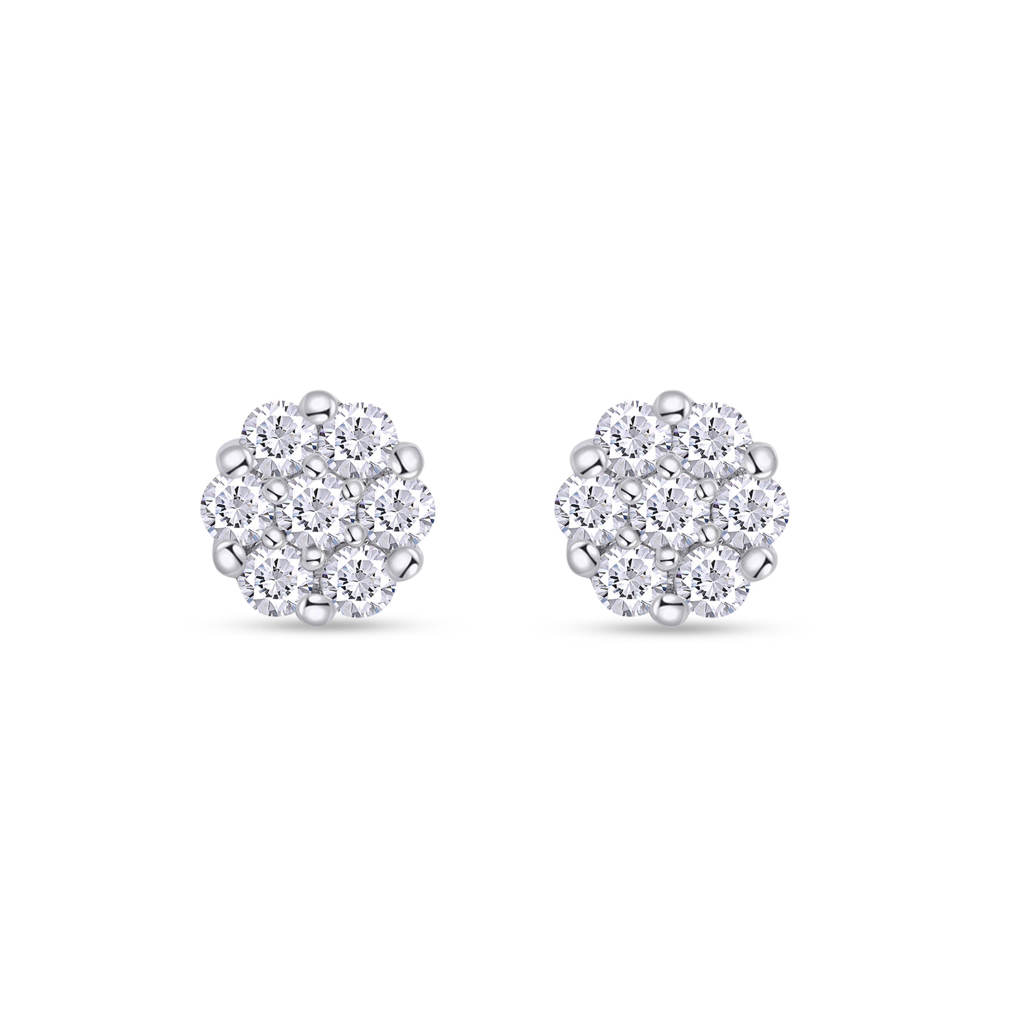 Lab Grown Diamond Flower Cluster Stud Earrings