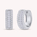 Baguette & Round Huggie Hoop Lab Grown Diamond Earrings