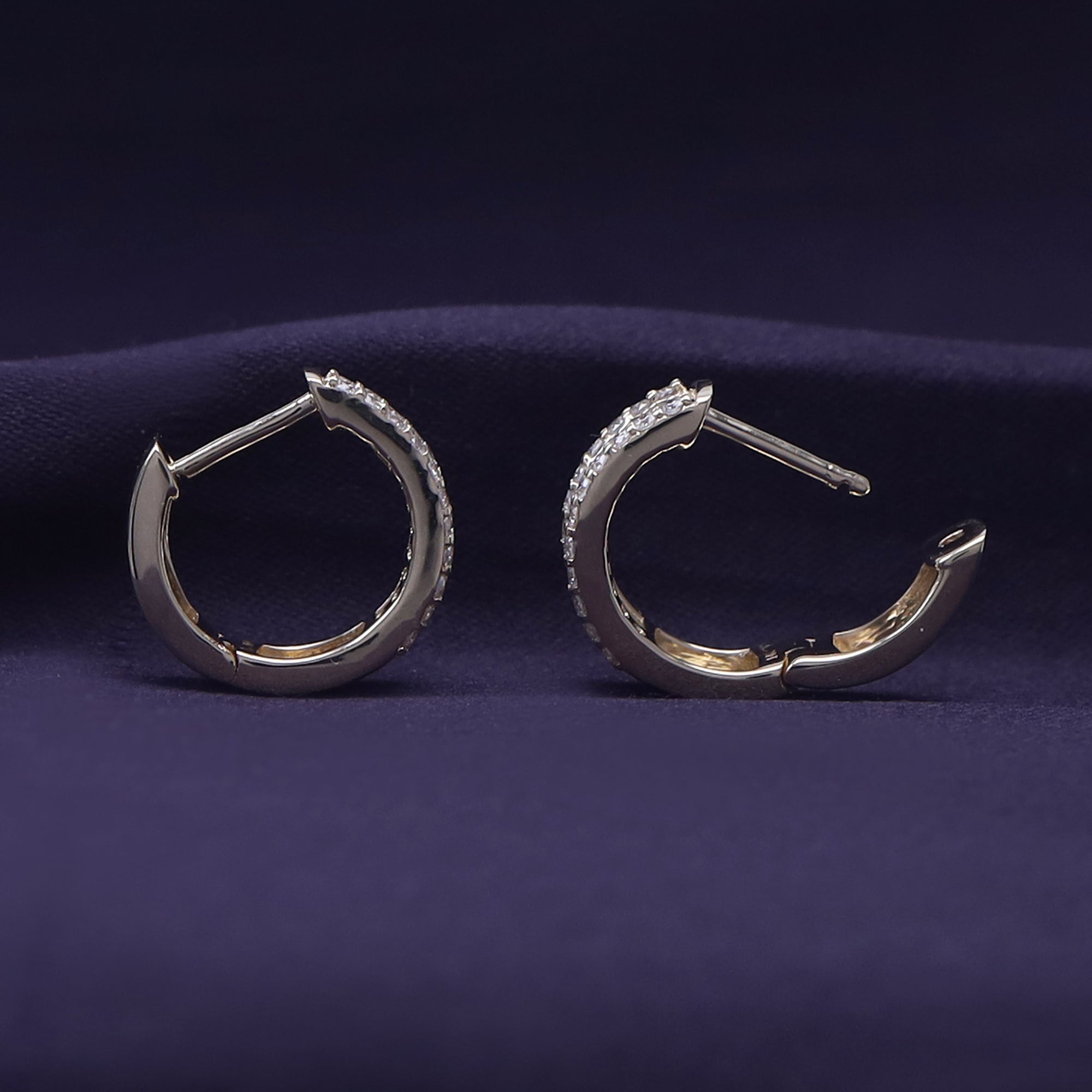 Baguette & Round Huggie Hoop Lab Grown Diamond Earrings
