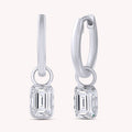 Emerald Cut Lab Grown Diamond Two Tone Drop Huggie Hoop Earrings