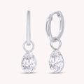 Pear Shape Lab Grown Diamond Two Tone Drop Huggie Hoop Earrings