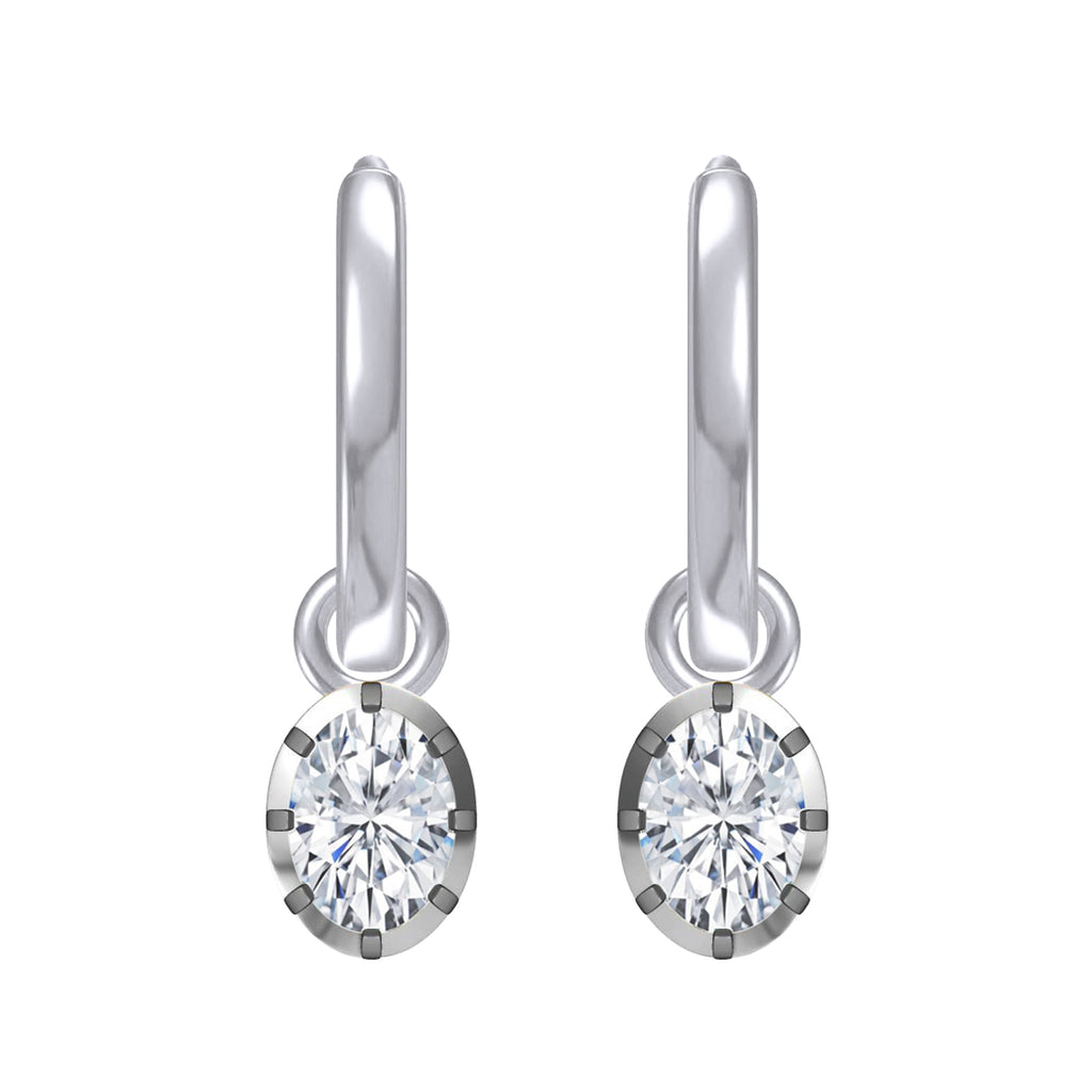 Hoop Earrings For Women, Oval Shape Lab Grown Diamond Two Tone Huggie Earring