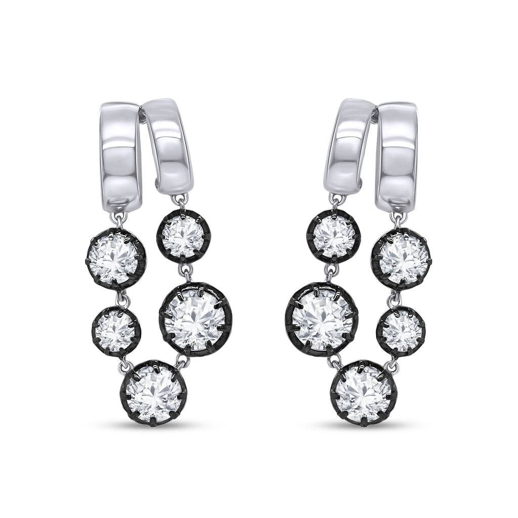 Hoop Earrings For Women, Round Shape Lab Grown Diamond Two Tone Hoop Earring