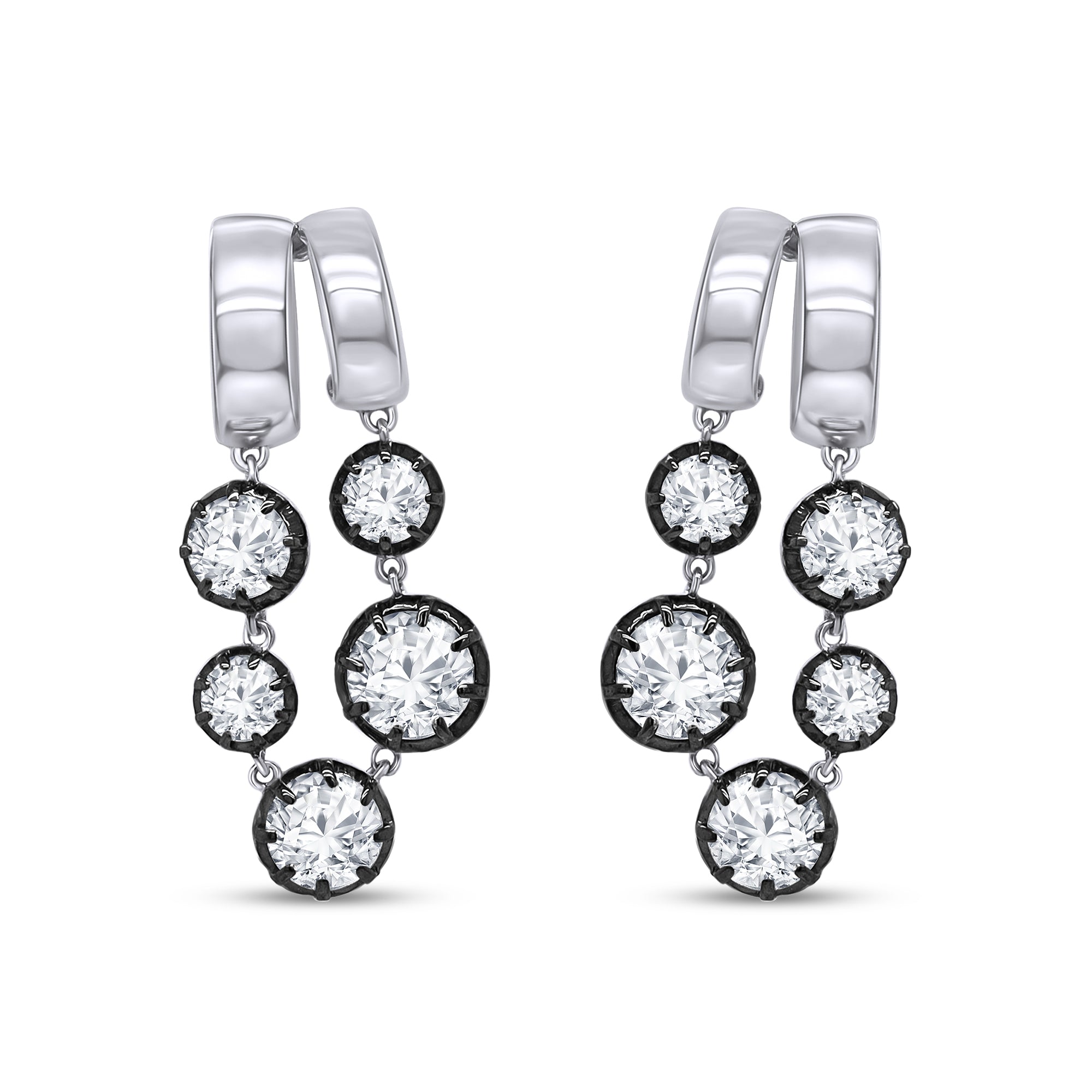 Hoop Earrings For Women, Round Shape Lab Grown Diamond Two Tone Hoop Earring