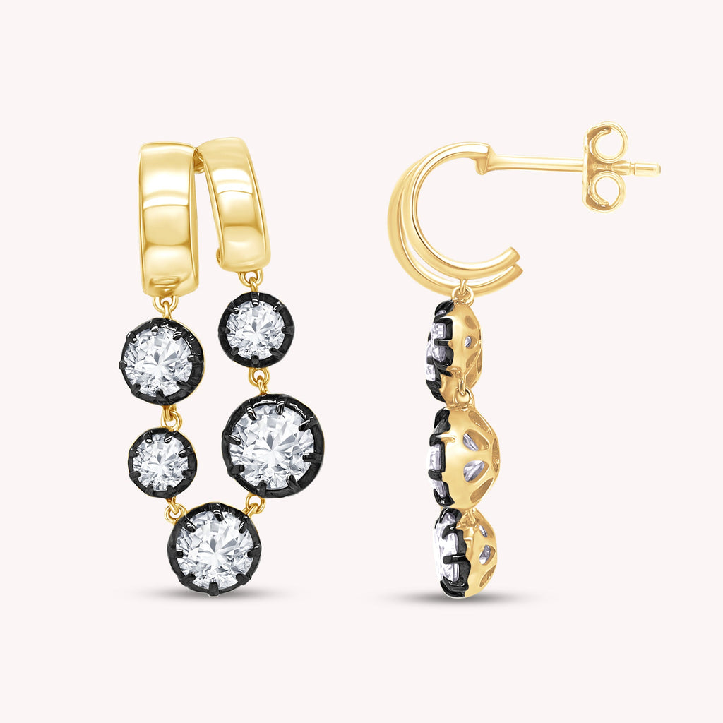 Hoop Earrings For Women, Round Shape Lab Grown Diamond Two Tone Hoop Earring