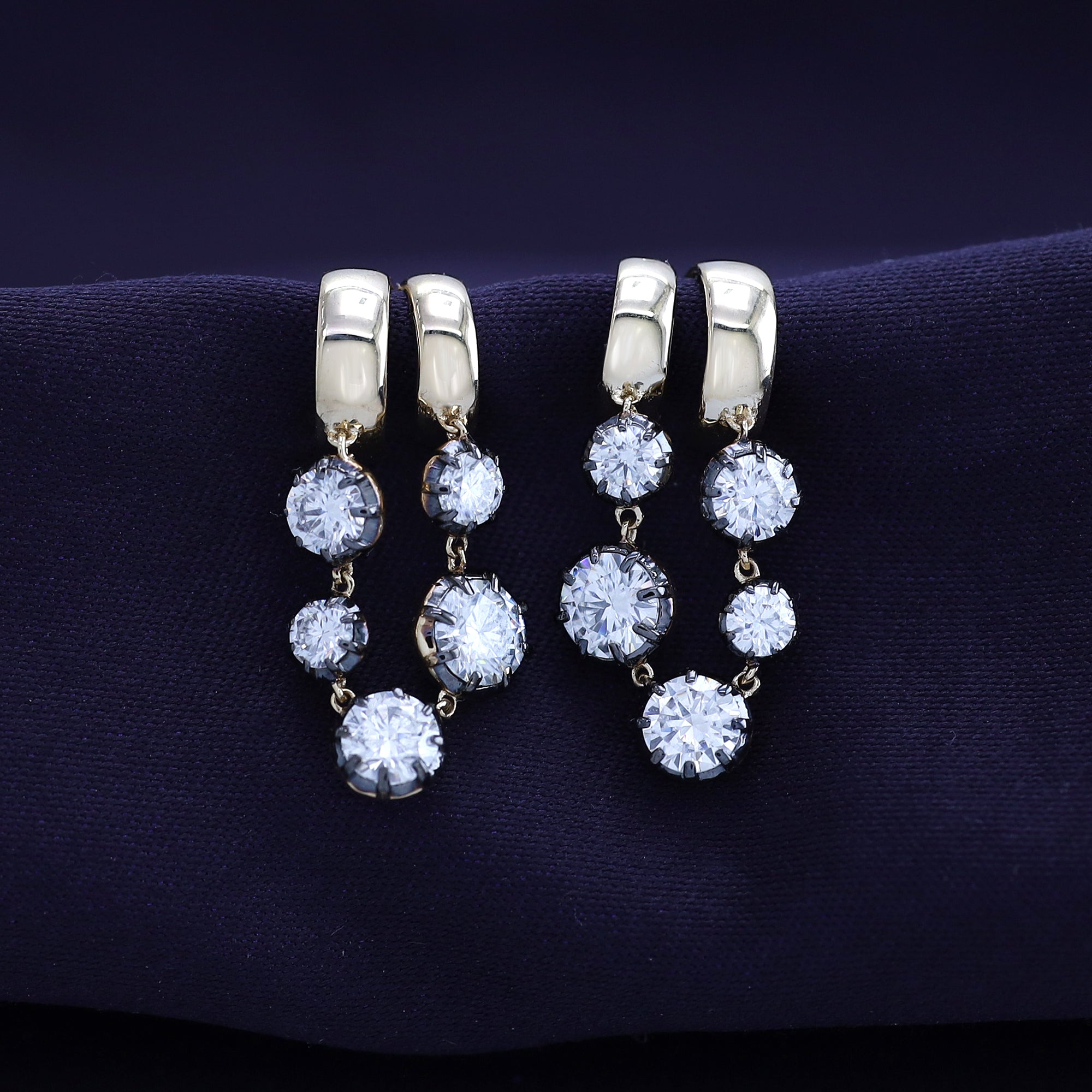 Hoop Earrings For Women, Round Shape Lab Grown Diamond Two Tone Hoop Earring