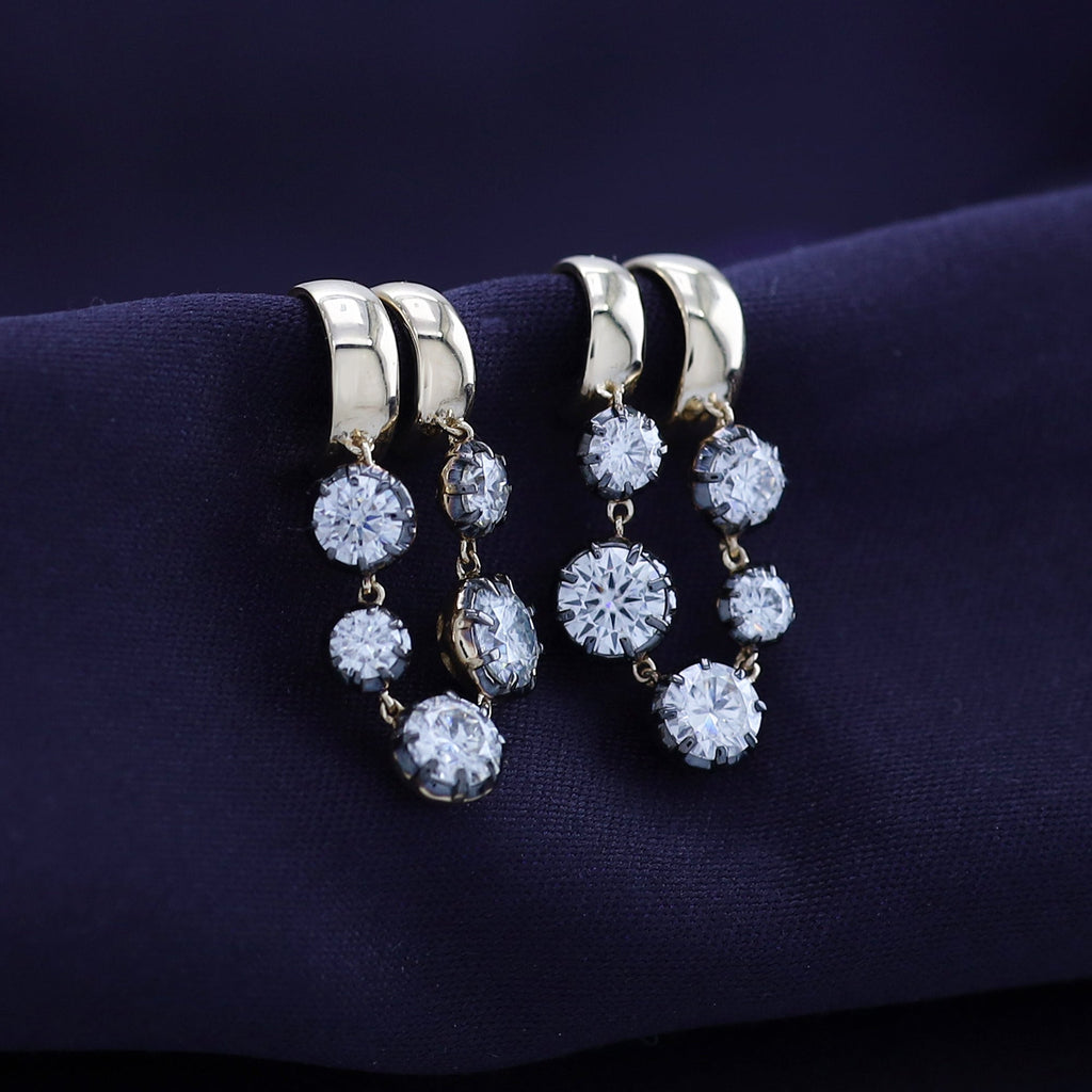 Hoop Earrings For Women, Round Shape Lab Grown Diamond Two Tone Hoop Earring