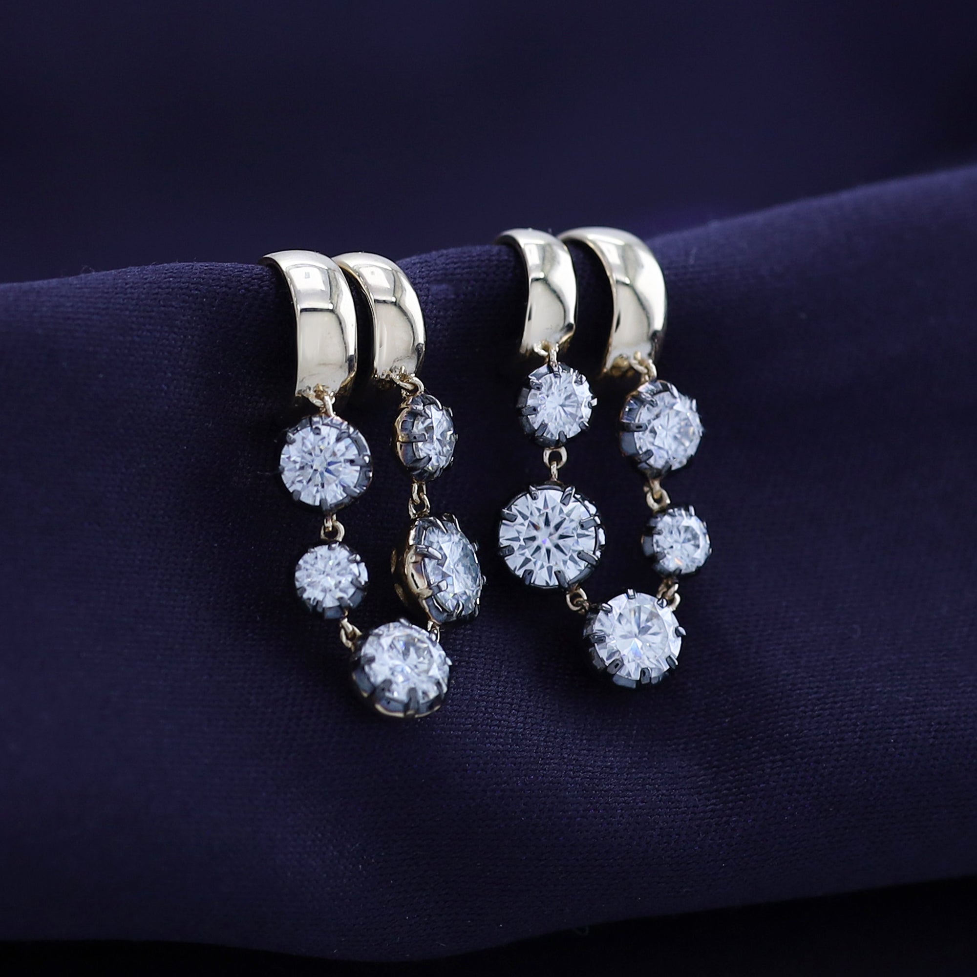Hoop Earrings For Women, Round Shape Lab Grown Diamond Two Tone Hoop Earring