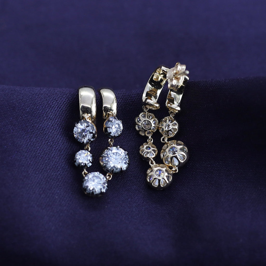 Hoop Earrings For Women, Round Shape Lab Grown Diamond Two Tone Hoop Earring