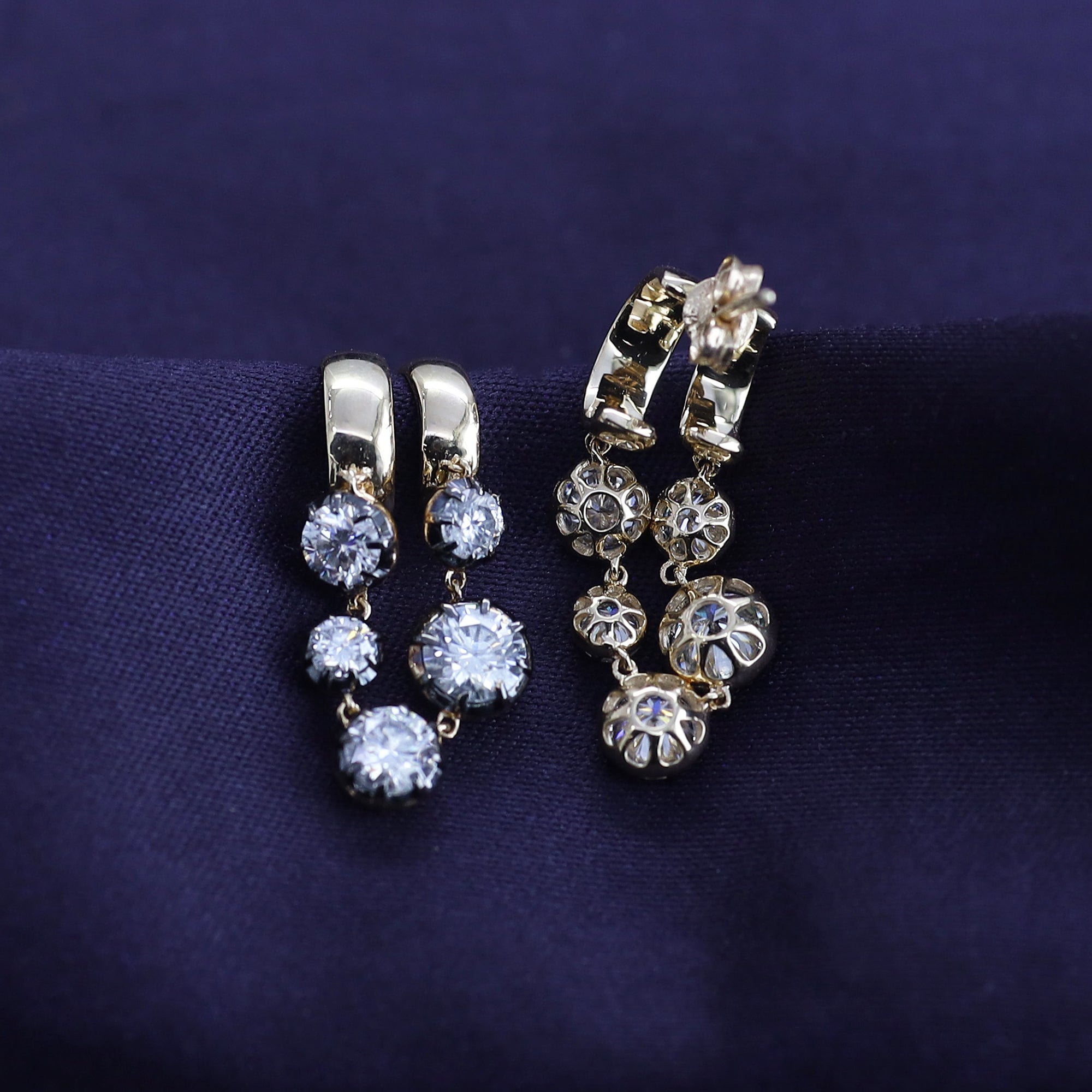Hoop Earrings For Women, Round Shape Lab Grown Diamond Two Tone Hoop Earring