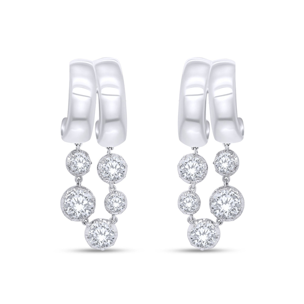 Stud Earrings For Women, Round Shape Lab Grown Diamond Two Tone Stud Earring