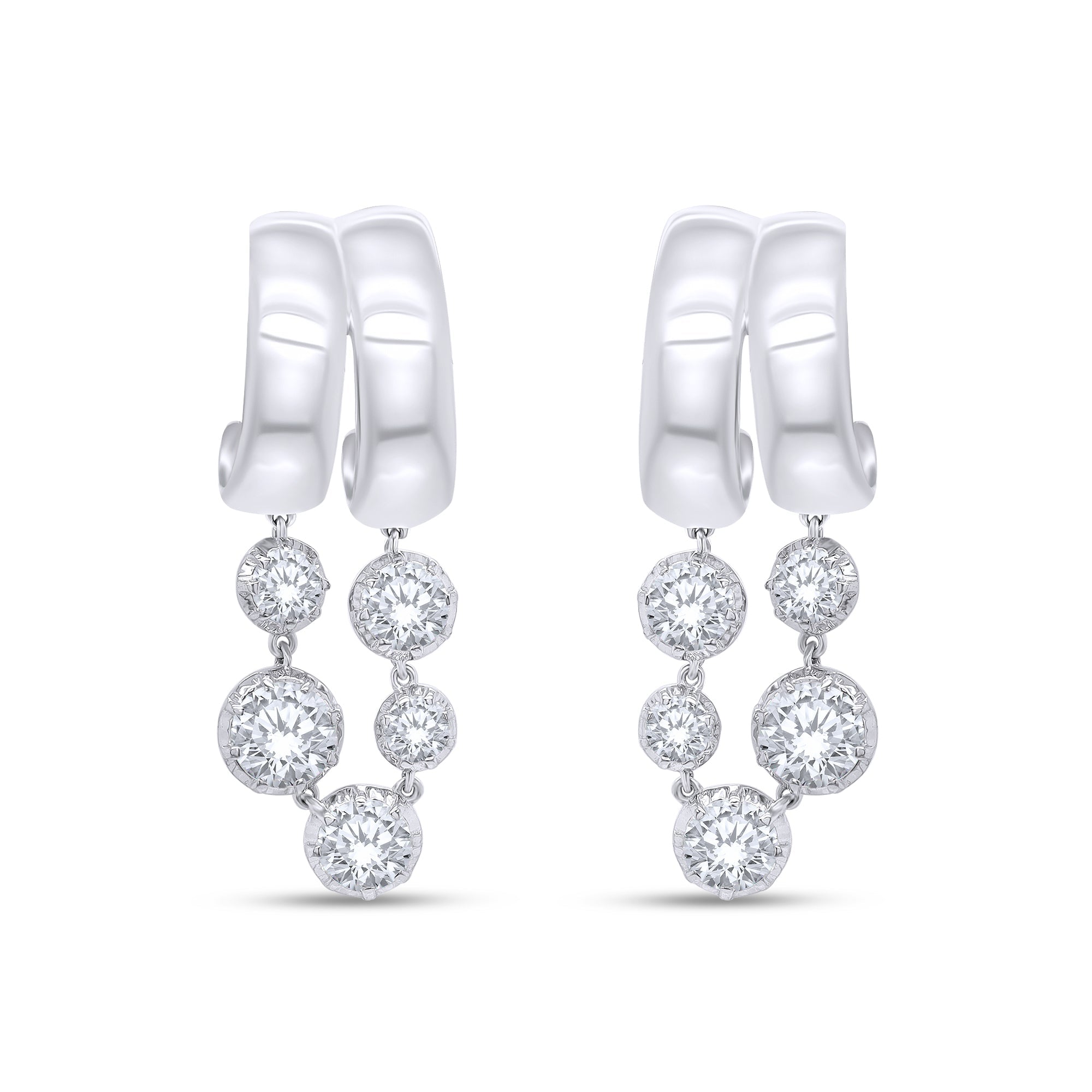 Stud Earrings For Women, Round Shape Lab Grown Diamond Two Tone Stud Earring