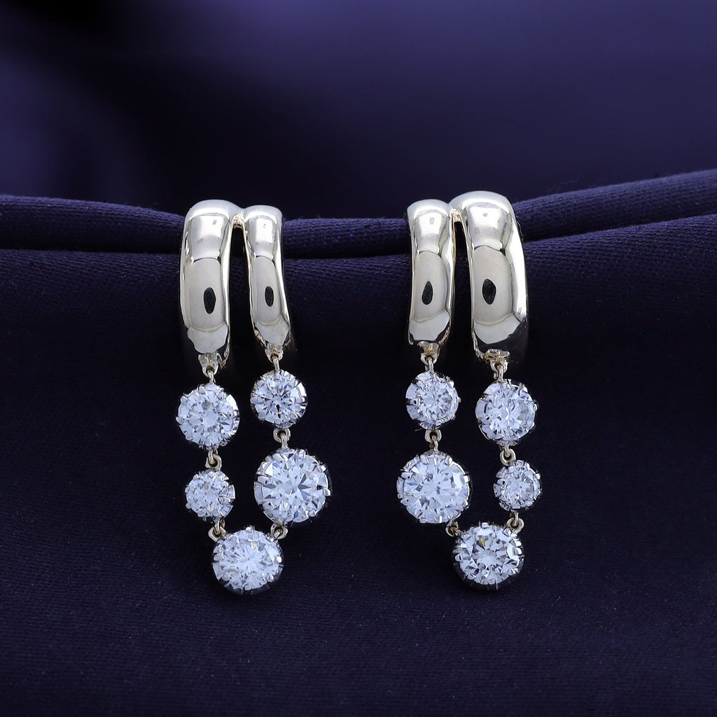 Stud Earrings For Women, Round Shape Lab Grown Diamond Two Tone Stud Earring