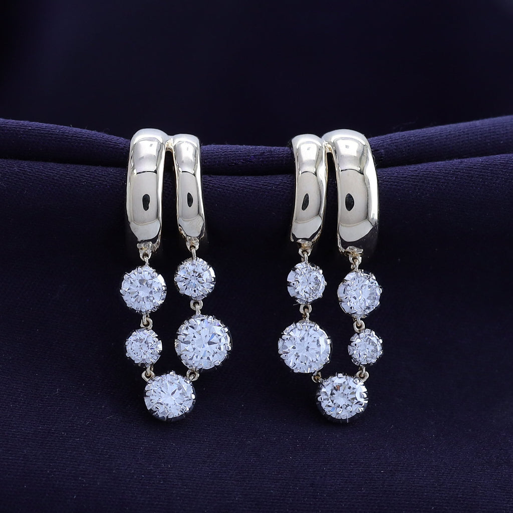 Stud Earrings For Women, Round Shape Lab Grown Diamond Two Tone Stud Earring
