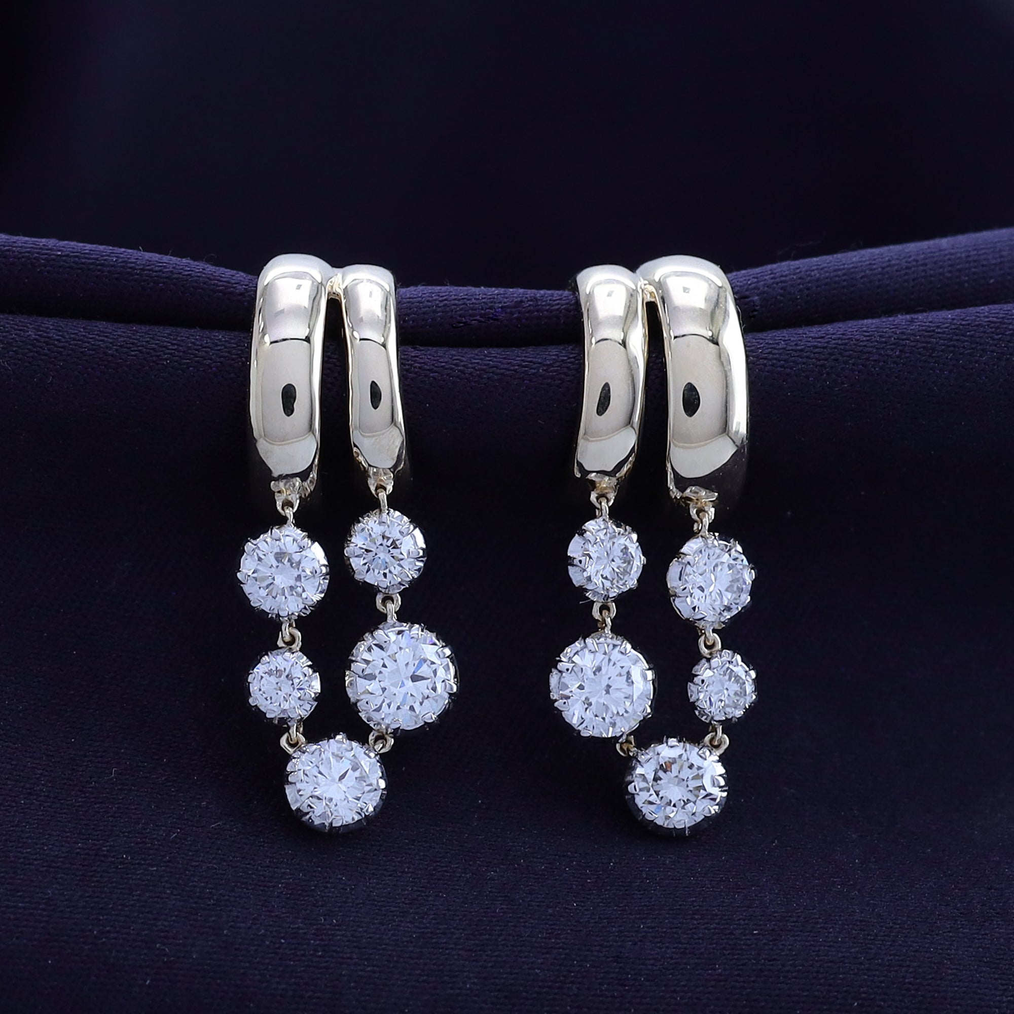 Stud Earrings For Women, Round Shape Lab Grown Diamond Two Tone Stud Earring
