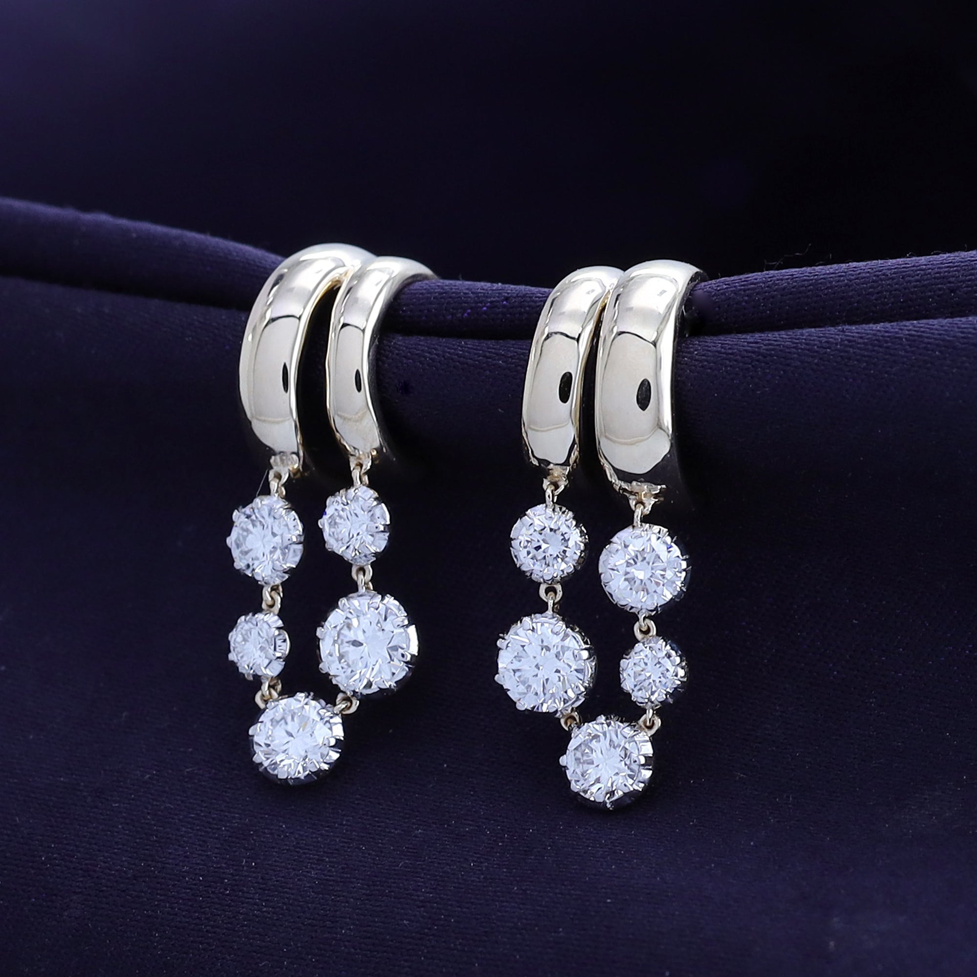 Stud Earrings For Women, Round Shape Lab Grown Diamond Two Tone Stud Earring