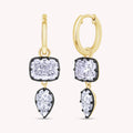 Huggie Earrings For Women, Cushion and Pear Shape Lab Grown Diamond Two Tone Huggie Earring
