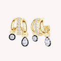 Dangle Earrings for Women, Lab Grown Two Tone 3 Row Hoop Earring