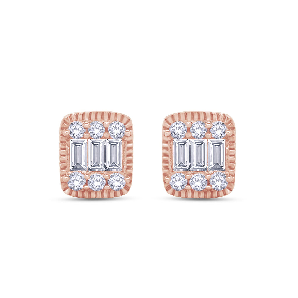 Rectangle Champagne Crystal Stud Earrings