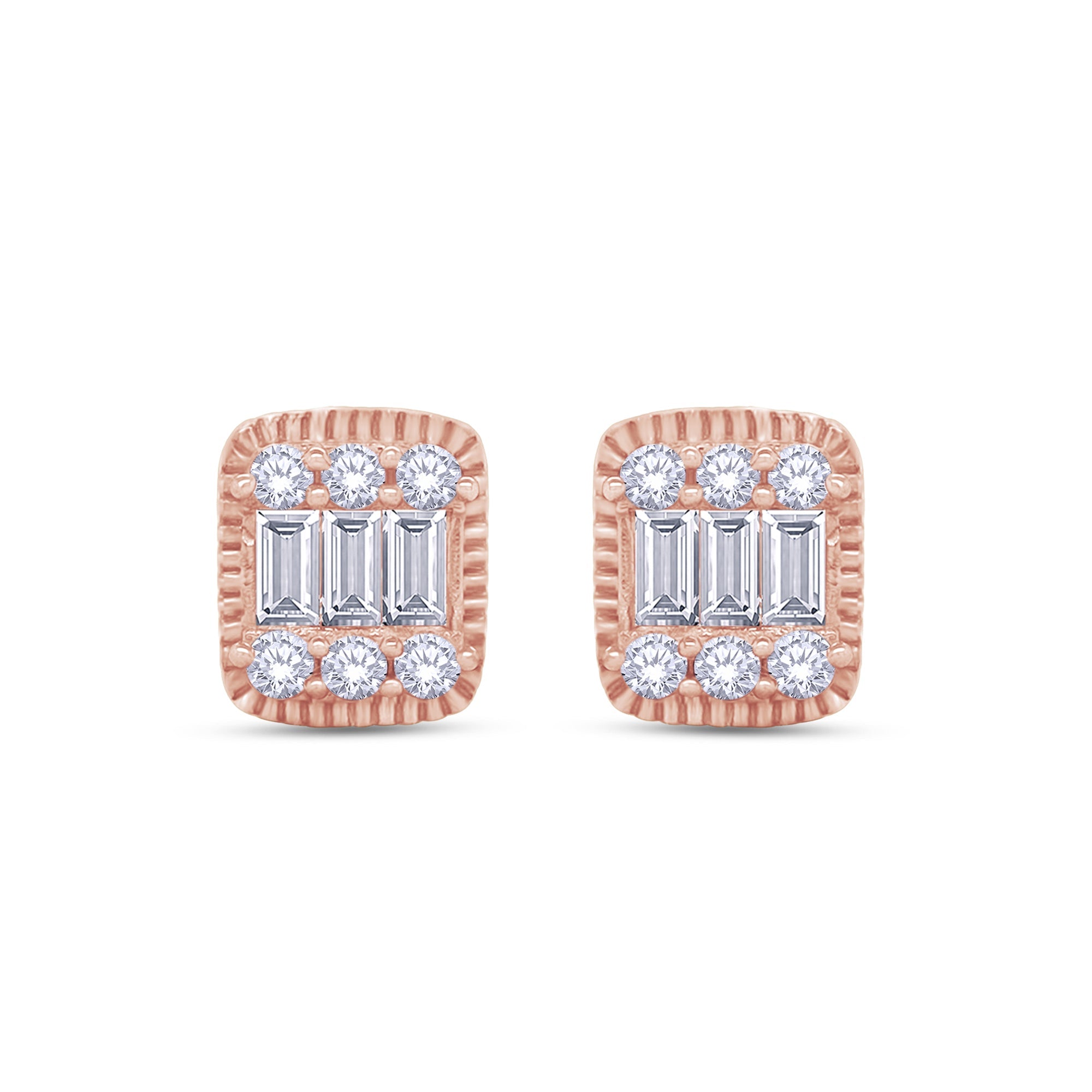 Rectangle Champagne Crystal Stud Earrings