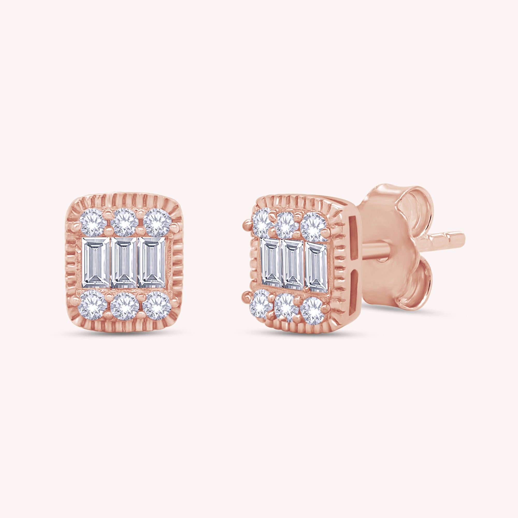 Rectangle Champagne Crystal Stud Earrings