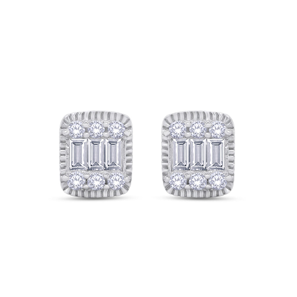 Rectangle Champagne Crystal Stud Earrings