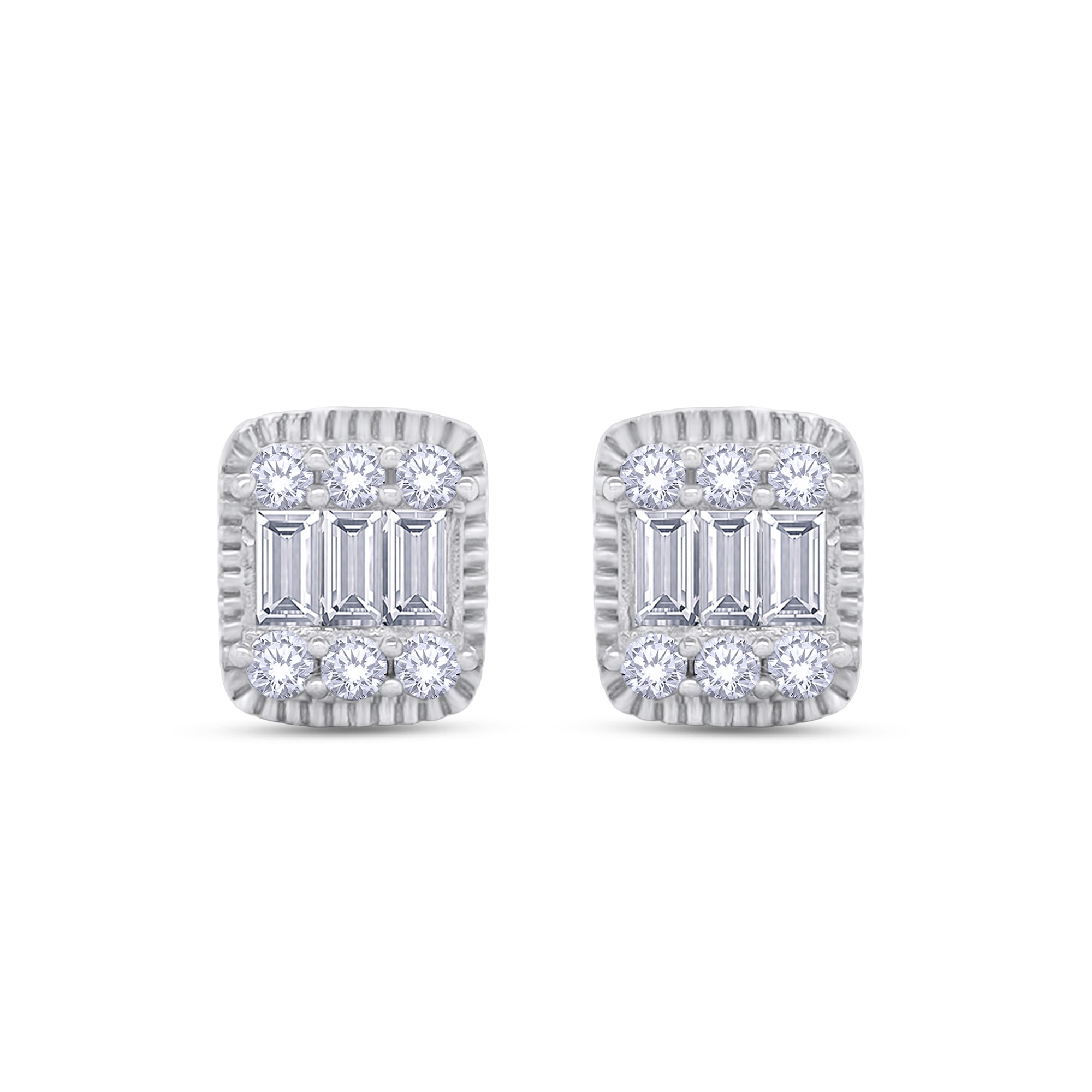 Rectangle Champagne Crystal Stud Earrings