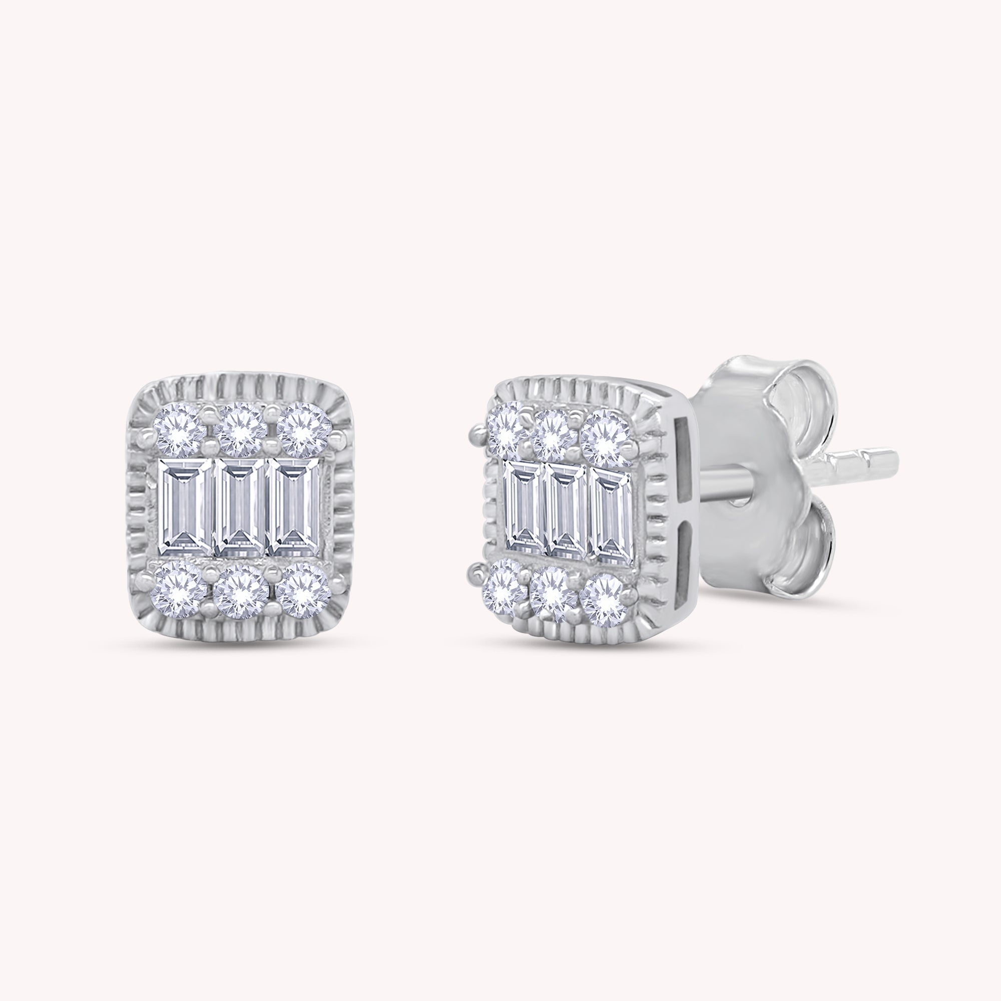 Rectangle Champagne Crystal Stud Earrings