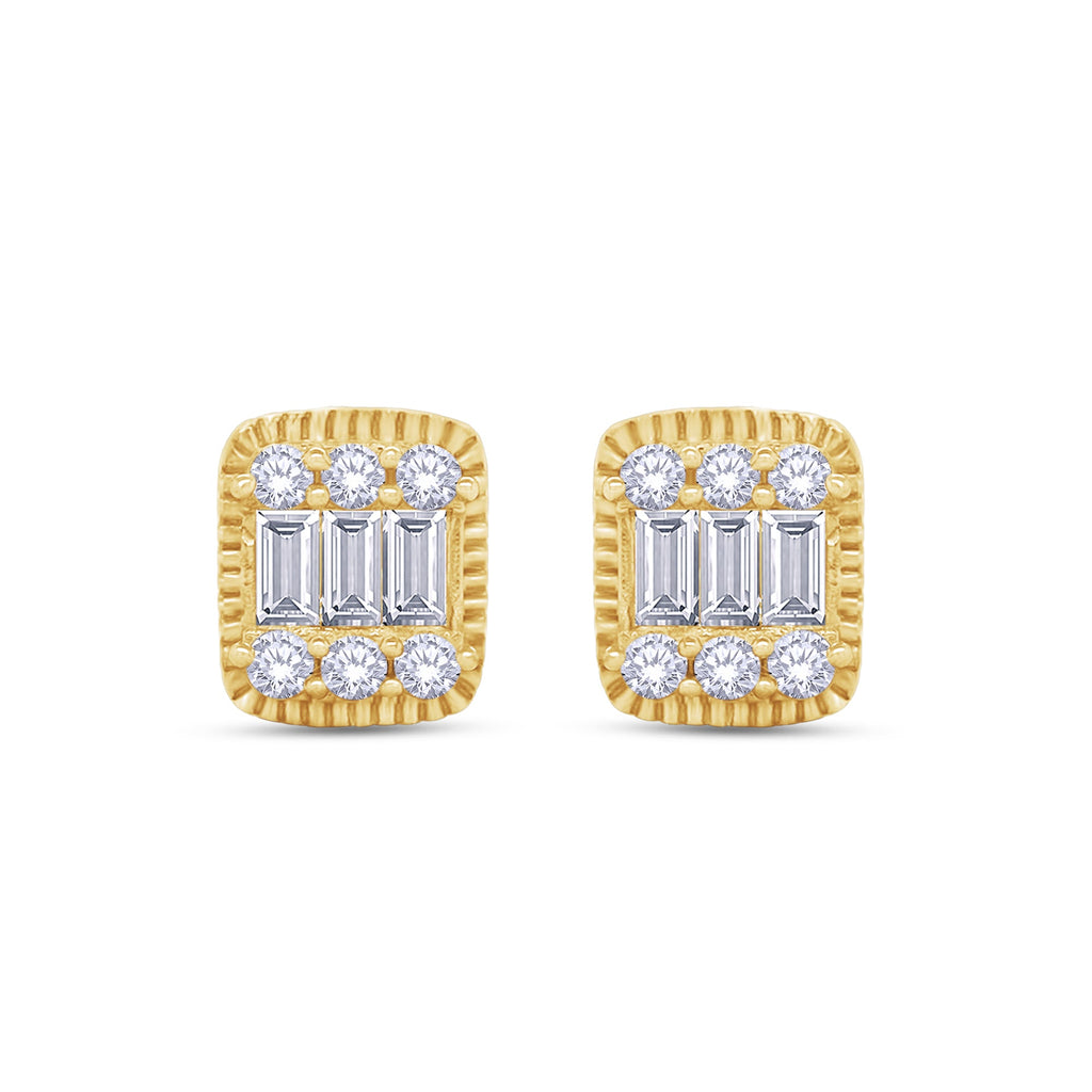Rectangle Champagne Crystal Stud Earrings