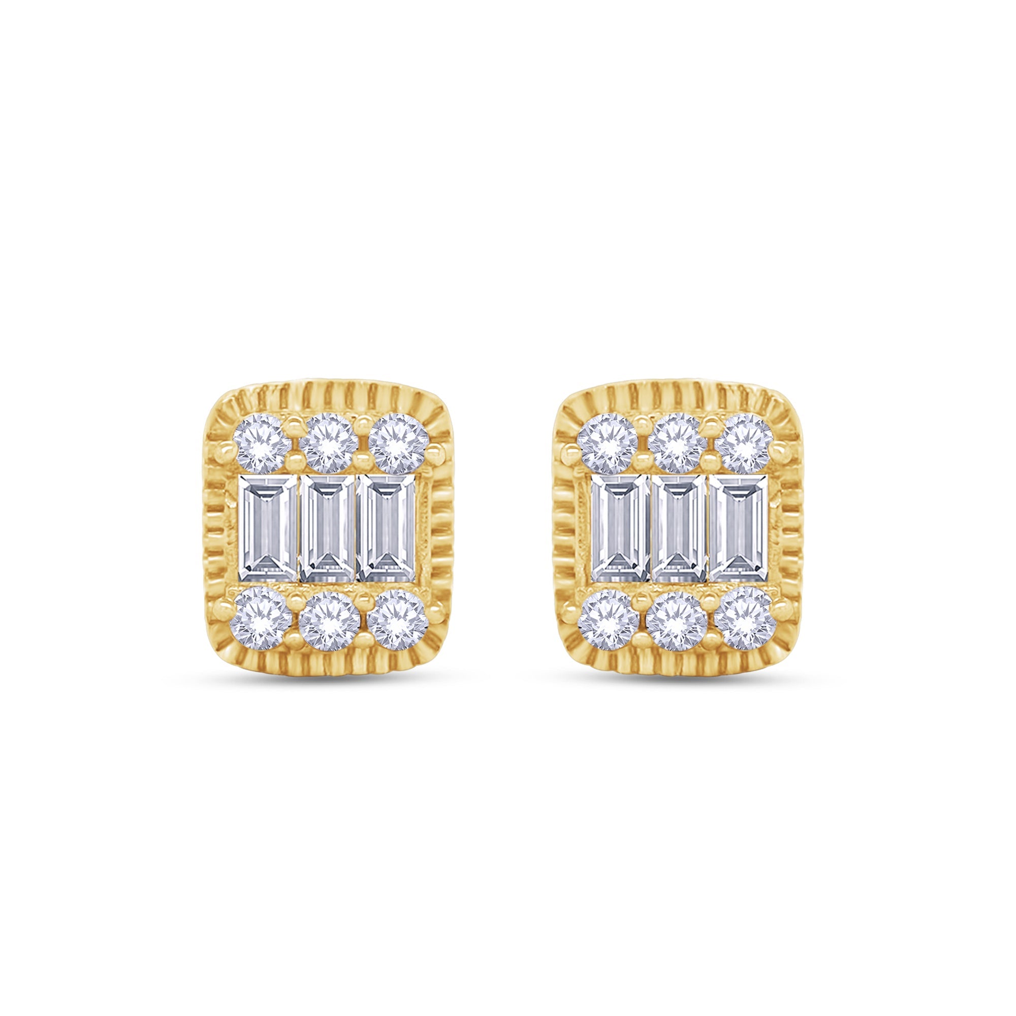 Rectangle Champagne Crystal Stud Earrings