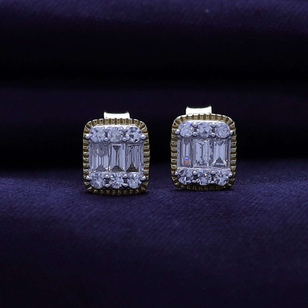 Rectangle Champagne Crystal Stud Earrings