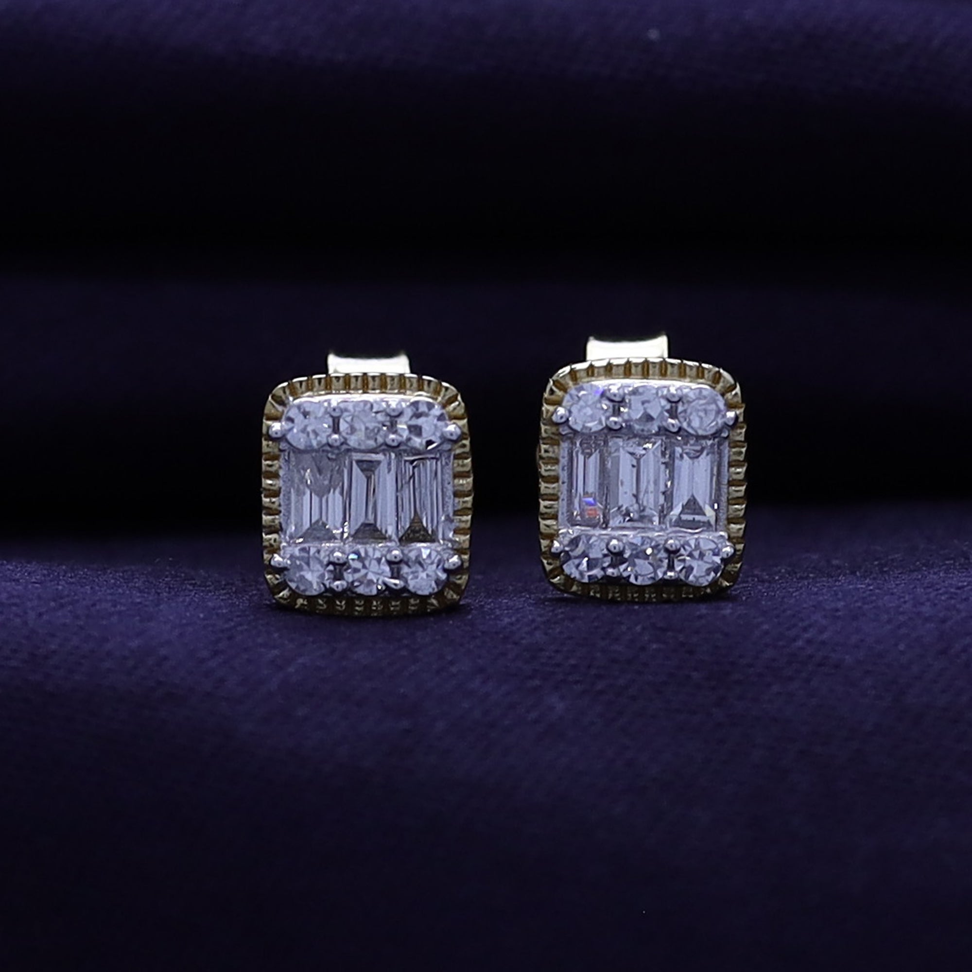 Rectangle Champagne Crystal Stud Earrings