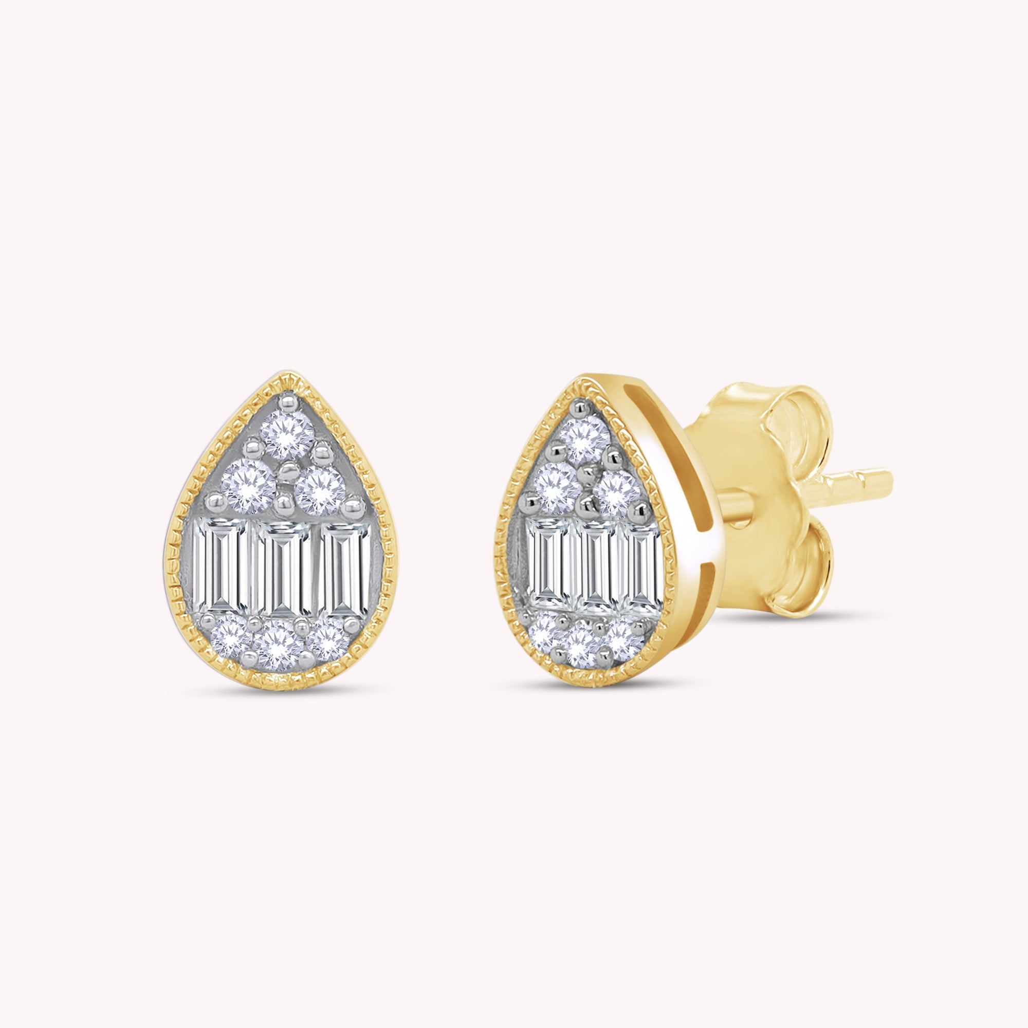 Pear Shape Cluster Diamond Stud Earring