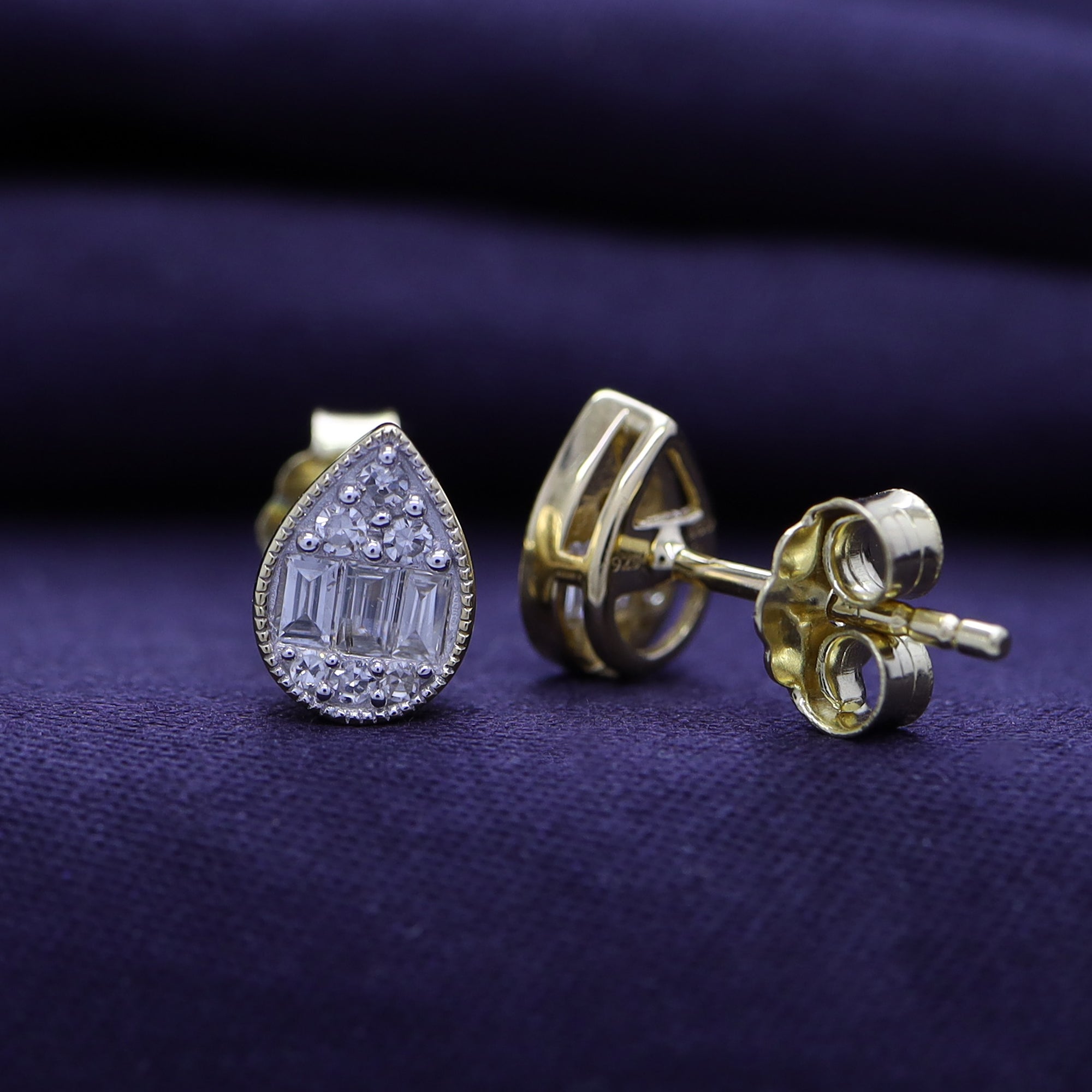 Pear Shape Cluster Diamond Stud Earring