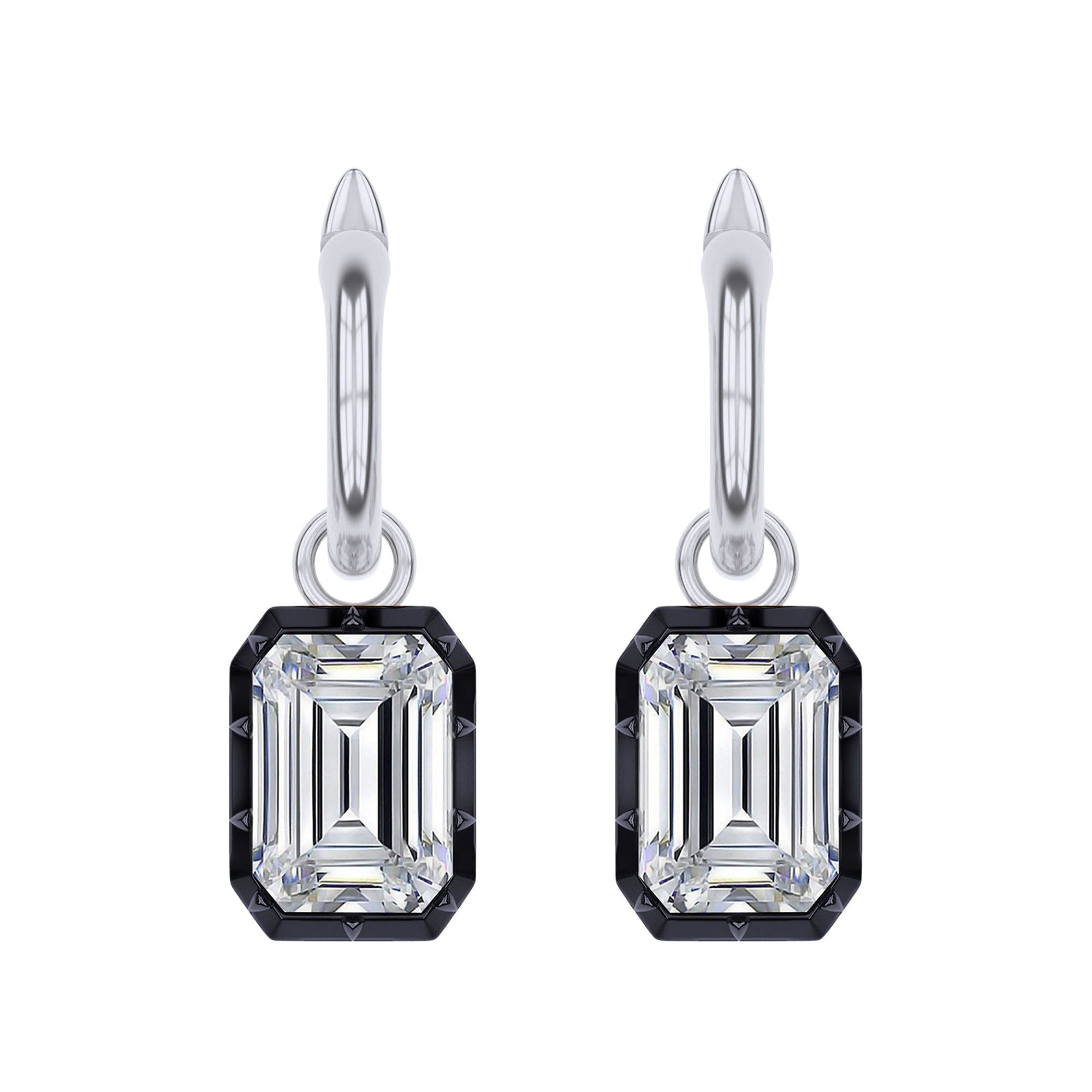 Hoop Earrings For Women, Radiant Shape Lab Grown Diamond Two Tone Huggie Earring