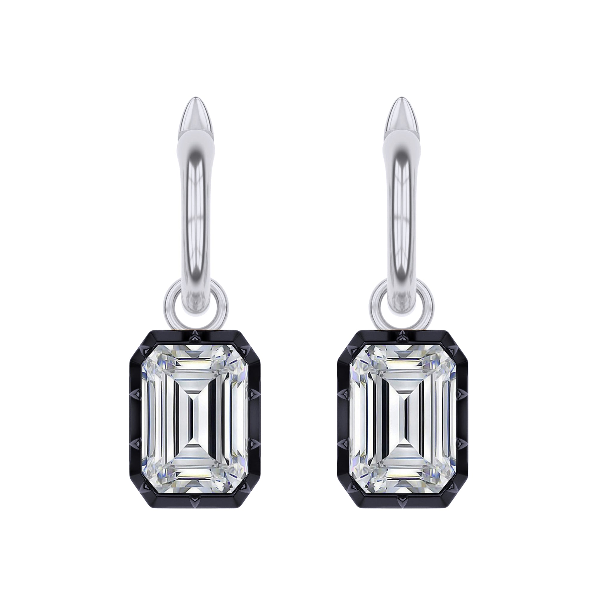 Hoop Earrings For Women, Radiant Shape Lab Grown Diamond Two Tone Huggie Earring