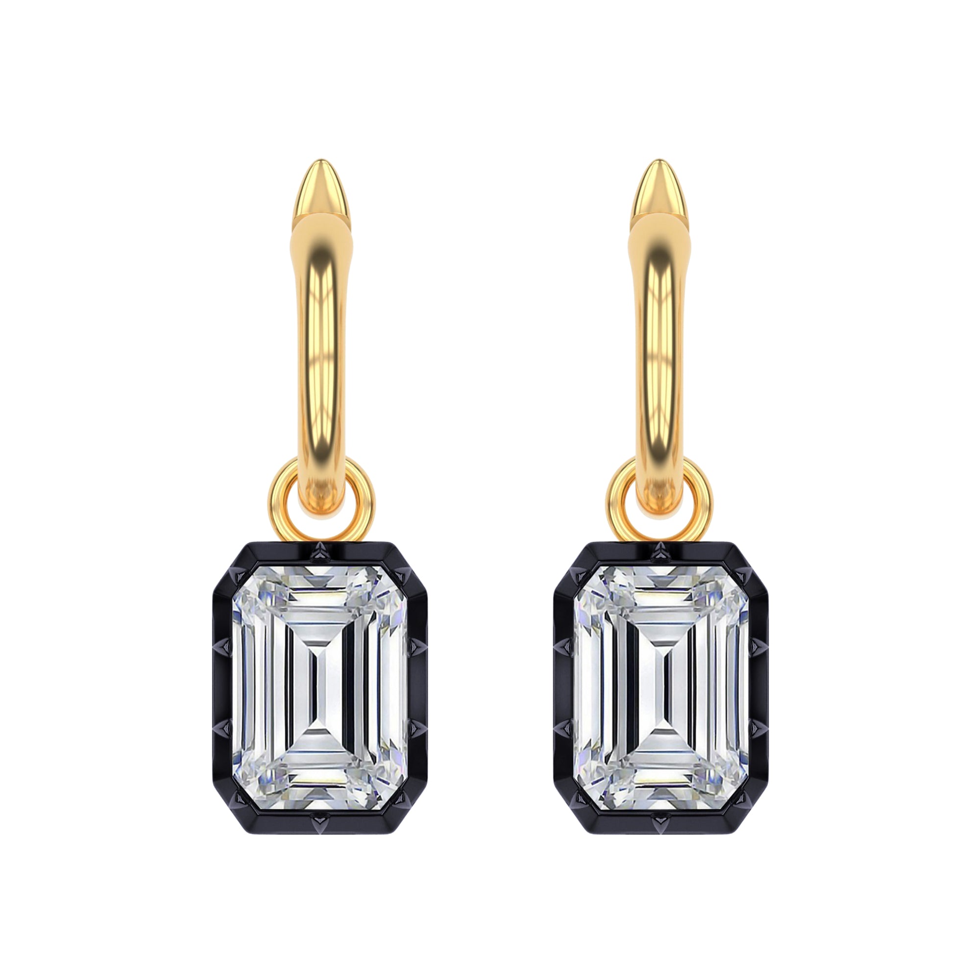 Hoop Earrings For Women, Radiant Shape Lab Grown Diamond Two Tone Huggie Earring