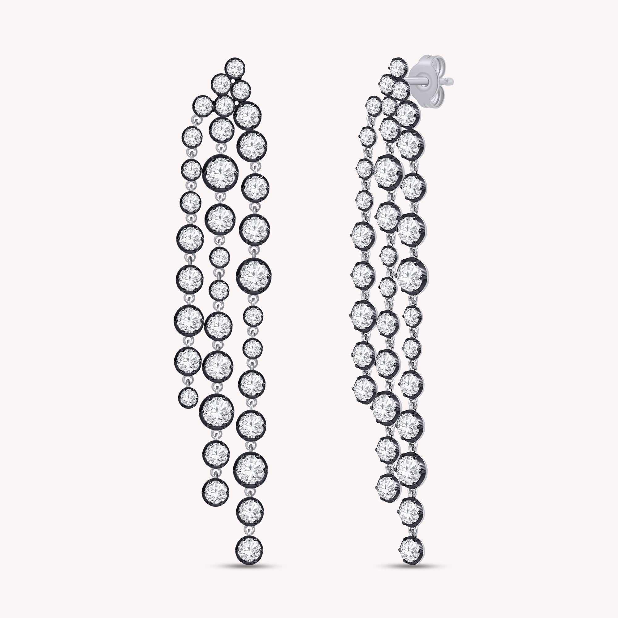 Tassel Earrings For Women, Round Shape Lab Grown Diamond Two Tone Tassel Earring