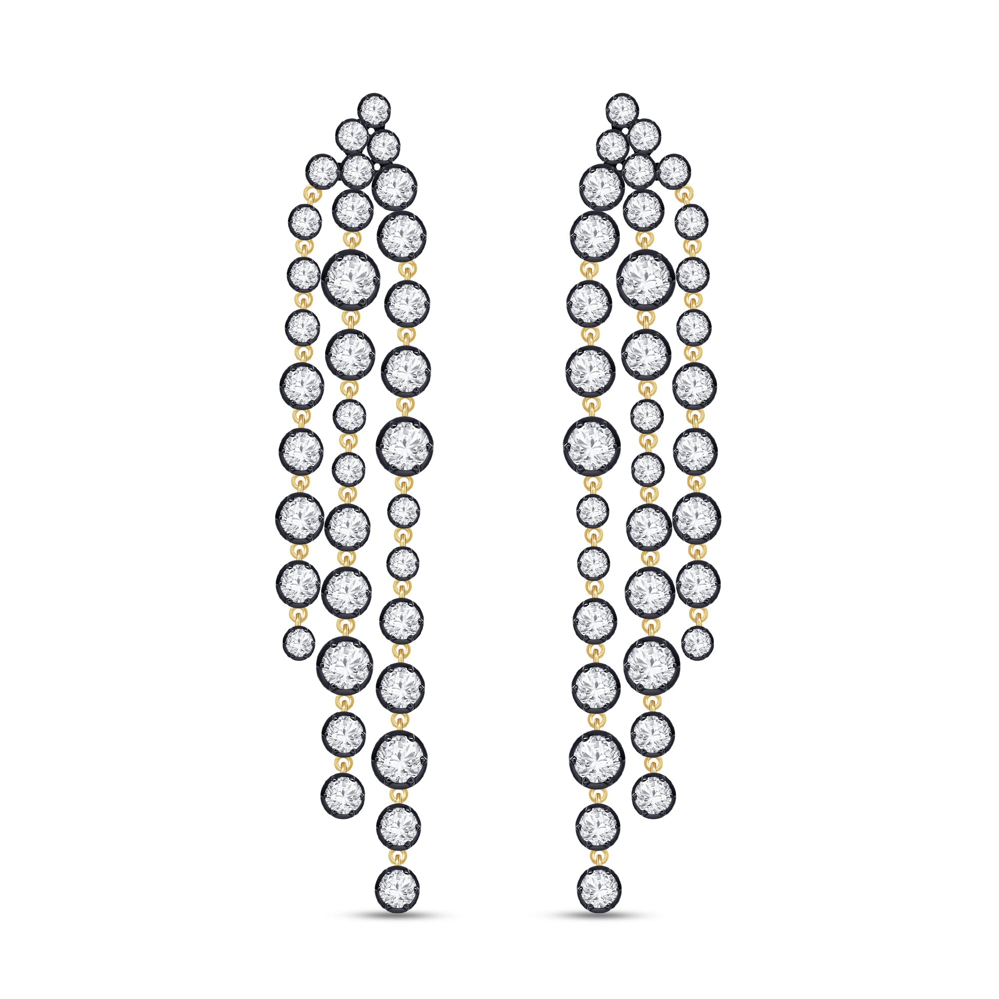 Tassel Earrings For Women, Round Shape Lab Grown Diamond Two Tone Tassel Earring