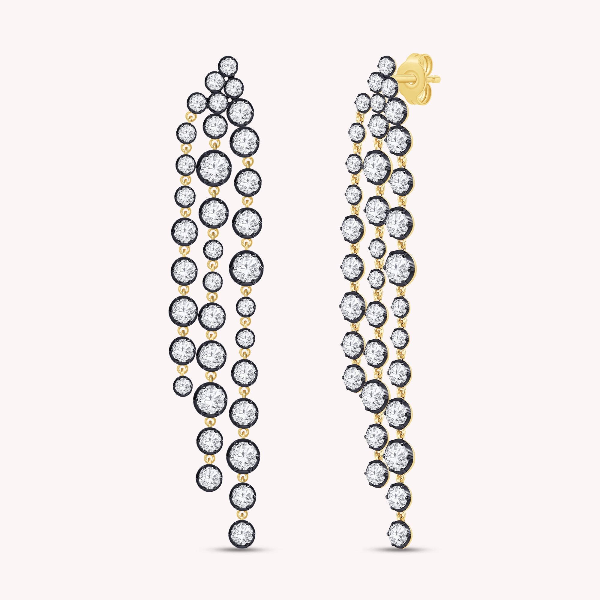 Tassel Earrings For Women, Round Shape Lab Grown Diamond Two Tone Tassel Earring